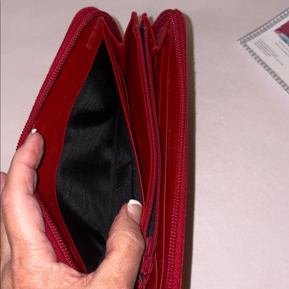 Prada Saffiano Leather long zip around wallet RED AUTHENTIC W/COA Vintage - Picture 15 of 17